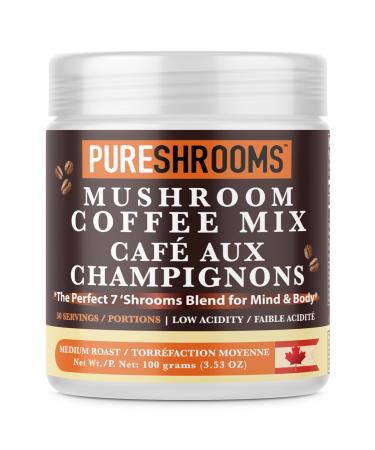 Perfect 7 Mushroom Coffee Made in Ontario CA | Organic Fruiting Body Lion s Mane Reishi Cordyceps Chaga Turkey Tail | Low-Acid Premium Colombian Arabica Instant Medium Roast 50 Servings Perfect 7 50 Servings (