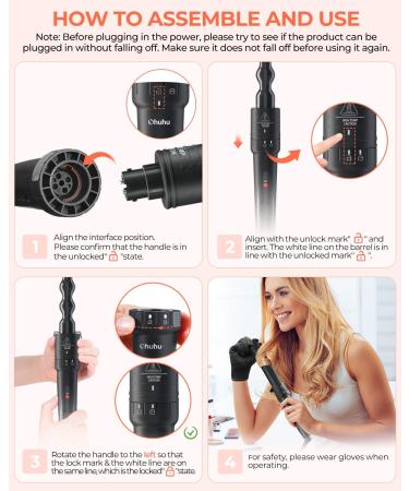 Curling Wand Ohuhu 5 in 1 Hair Curler Curling Tongs Iron Set with 5 Pcs 0.35 to 1.25 Inch Interchangeable Ceramic Barrel Heat Protective Glove 2 Clips Dual Voltage Gift for Girl Women Mother's Day Black - Buy Online on GoSupps.com