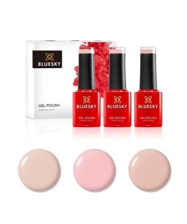 Bluesky Gel Nail Polish Set Soft Nudes Sun Cream A082 Lap Dance Nd12 Powder My Nose 80567 3 x 5 ml Pink Nude Pastel (Requires Curing Under UV or LED Lamp) Soft Nudes 15 ml (Pack of 1)
