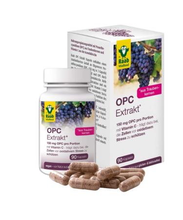 Raab Vitalfood OPC extract capsules 90 pieces vegan & gluten-free oligomeric proanthocyanidins from grape seeds extract
