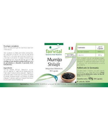 Fairvital | Mumijo Shilajit - 90 capsules - with 1000mg mumijo powder per daily dose - Shilajit original Himalaya - fulvic ac - Buy Online on GoSupps.com
