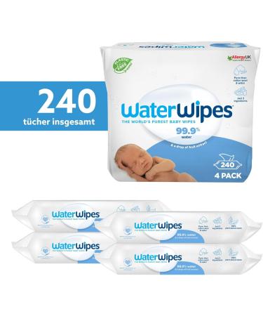Waterwips Plastic-Free Cleaning Towels for Babies | 240 Pieces (4 Packs) | 99.9% Water-Based Gentle on Sensitive Skin - Buy Online on GoSupps.com