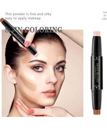 DAGEDA 2 Colors Contour Stick Face Concealer Pen Double-Head Highlight Contour Sticks Waterproof Body Face Brighten Facial Shade Makeup Pencil (White and Coffee Color) 1 count (Pack of 1) White and Coffee - Buy Online on GoSupps.com