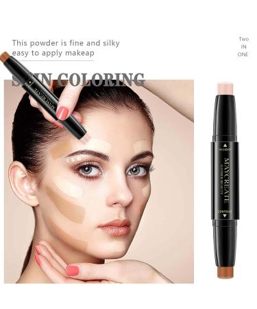 Prreal Contour Stick - Dual-Head Face Concealer & Highlight Makeup Pencil | Waterproof Pearly Natural & Coffee for Flawless Contouring - Buy Online on GoSupps.com