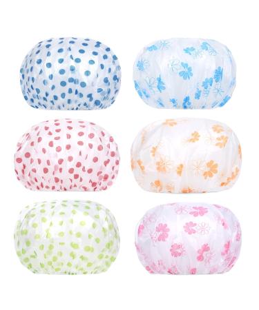 URAQT Waterproof Shower Caps for Women 6 Pack - Reusable, Elastic Band, Large Plastic, Bath Caps for Home, Spa, Salon - Keep Hair Dry - 6 pcs - Buy Online on GoSupps.com