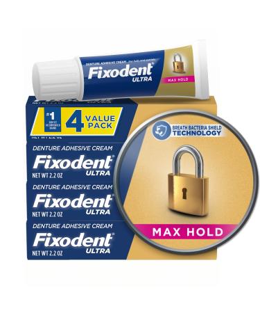 Fixodent Ultra Max Hold Denture Adhesive Cream 2.2oz (Pack of 4) - For Full and Partial Denture Wearers - Buy Online on GoSupps.com
