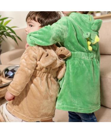 Feiliandajj Unisex Baby Toddler Fleece Bathrobe | Cute Animal Ears Hooded Gown for Boys & Girls 1-6 Years - Soft & Cozy in Green - Buy Online on GoSupps.com