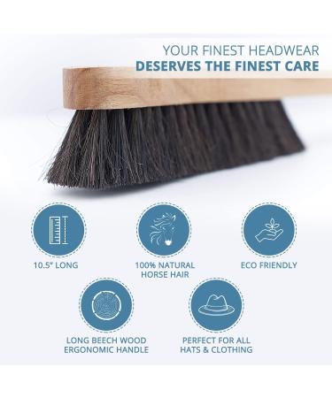 Premium Hat Brush for Felt, Fedora, Baseball Cap & Western Cowboy Hats - 100% Horse Hair Bristles, Beech Wood Handle for Clothes, Furniture, Pet Hair Cleaning Kit | Beige - Buy Online on GoSupps.com