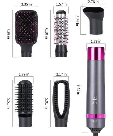 XLQ 5in1 Blow Dryer Brush for Women - Multifunctional Styler with Negative Ion Technology - Detachable Straightener and Curling Attachments - Black Purple Upgrade Gift Box - Buy Online on GoSupps.com