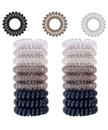 Vegcoo 18 pieces three -colored telephone cable hair tie set spiral telephone cable anti -splitz braid rubber hair band spiral hair tie for women and girls