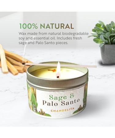 Chandelita Fragrance Candle | Natural Essential Oil Soy Wax | Chakra Aromatherapy Candle for Meditation & Cleansing - Sage & Palo Santo - Buy Online on GoSupps.com