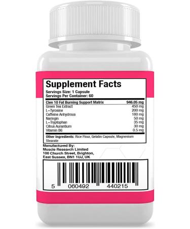 Muscle Research CLEN 10 - Legal Bodybuilding Supplement for Men & Women - 60 Vegetarian Capsules - UK Manufactured - 30 Days Supply - Buy Online on GoSupps.com