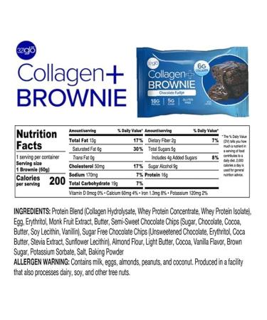 321glo Collagen Protein Brownie | Gluten Free  Low Sugar | Keto Snack 16g Protein  6g Collagen | 12 Pack (Chocolate Fudge) - Buy Online on GoSupps.com