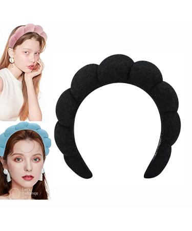 Sponge Spa Headband for Women | Terry Cloth Hair Band for Skincare & Makeup Removal - Black - Buy Online on GoSupps.com