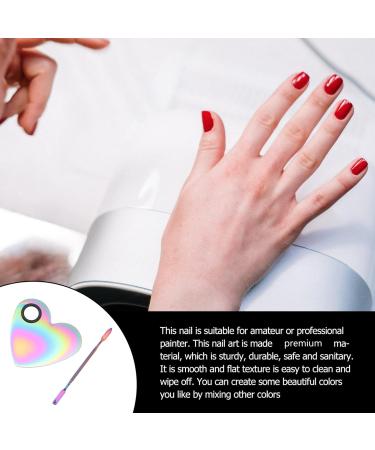 Buy KALLORY Heart-Shaped Stainless Steel Mixing Palette & Spatula Tool for Nail Art | Perfect for Salon & Home - International Shipping Available - Buy Online on GoSupps.com