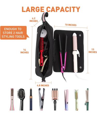 2-in-1 Hair Tools Travel Bag & Heat Resistant Mat | Organizer for Flat Irons & Curling Irons - Black - Buy Online on GoSupps.com