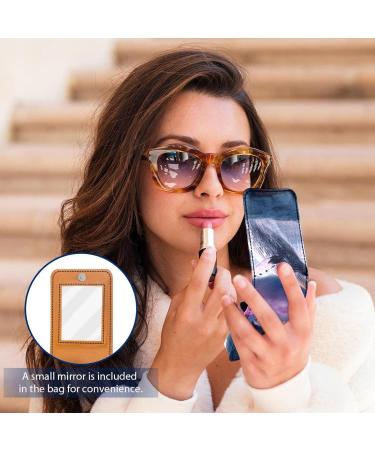 Premium Leather Lipstick Organizer Case with Mirror | Mini Lip Gloss Holder - Ocean Whale Design - Buy Online on GoSupps.com