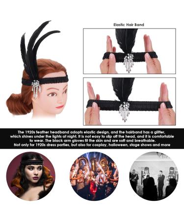 WLLHYF Feather Headwear Feather Headband Flapper Headpiece Head Wear Fashion Soft and Comfortable Hair Bows Hair 1920s Accessories for Kids Girls Party Decoration (Silver Tassel Black Feather) - Buy Online on GoSupps.com