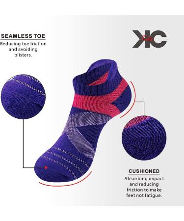 KC-TAHO Ankle Compression Socks 4 Pairs - Men & Women - 16-23 mmHg - Cotton Cushioned - Achilles Tendonitis Brace - Medium - BLACK+WHITE+PURPLE+ROSE - Buy Online on GoSupps.com