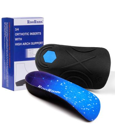 RooRuns Plantar Fasciitis 3/4 Length Insoles for Men Women  High Arch Support Orthotic Shoe Inserts for Work Boots  Flat Feet  Over-Pronation  Supination  Heel Spurs Pain Relief - Walking Running  M M (Men's 6.5-8.5  Wom...
