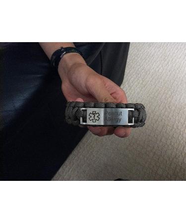 Custom Engraved Medical Alert ID Paracord Bracelets for Allergy Awareness - Emergency Life Saver Bangle for Men - 9 Inches Black - Buy Online on GoSupps.com