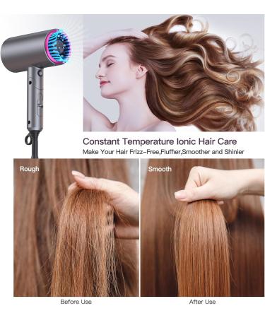 PRETFY Portable Hair Dryer 1875W - Professional Ionic Blow Dryer with Diffuser Lightweight & Low Noise Perfect for Home & Travel (Gray - Buy Online on GoSupps.com
