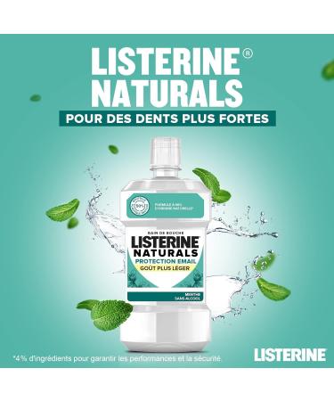 Listerine | Naturals Enamel Protection Mouthwash Lighter Taste (500 ml bottle) Daily Mouthwash with Essential Oils Alcohol and Dye Free Oral Care - Buy Online on GoSupps.com