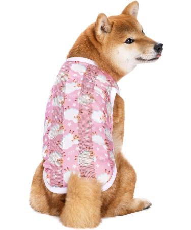 Cool & Breathable Summer Dog T-Shirt for Medium & Large Dogs - Pink Sheep Sun Protection Vest - Buy Online on GoSupps.com