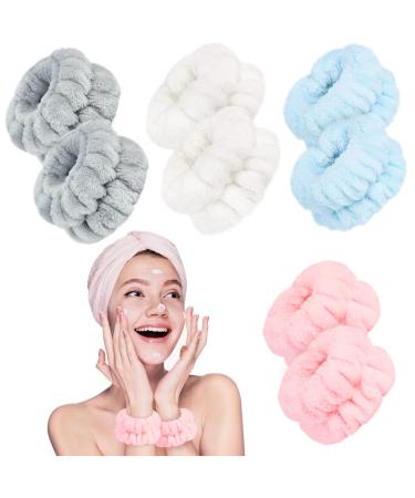 Shintop 8 Pieces Face Wash Bracelets Gray White Pink Blue
