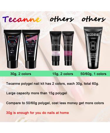 PolyGel Nail Extension Gel Kit - 2 PCS 30ml Builder Gel for Trendy Nail Art at Home | Tecanne Clear & Nude Skin Colors - Buy Online on GoSupps.com