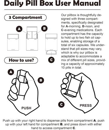 Mini Daily Pill Organizer - 3 Large Compartments | Travel-Friendly Blind-Friendly Left-Handed Design - Buy Online on GoSupps.com