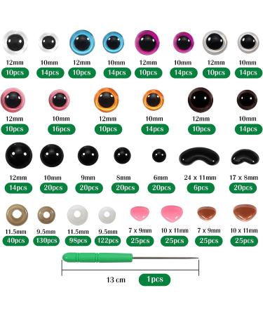 TOAOB 780pcs Black Plastic Safety Eyes Set for Stuffed Animals - Colorful Craft Eyes & Noses 6mm-12mm - Buy Online on GoSupps.com