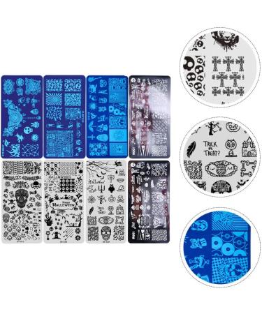 Lurrose 8-Piece Nail Art Stamping Plates - Ghost Skull & Pumpkin Designs for DIY Nail Decoration | International Shipping - Buy Online on GoSupps.com