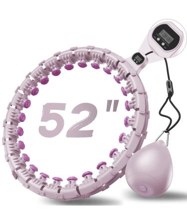 HIAGE Weighted Fitness Hoop with Counter Weight Loss Fit Hoop with Detachable Knots Adjustable Smart Fitness Hoop 2 in 1 Abdomen Fitness Message A-Sakura Pink