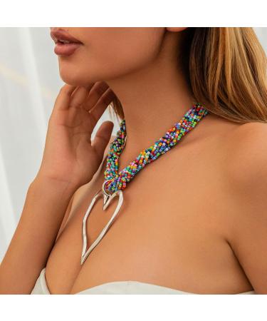 Shop Oralgo's Fashionable Multi-Layered Pearl Chok & Large Metal Heart Necklace - Statement Jewelry in Gold & Alloy - Buy Online on GoSupps.com