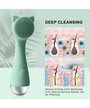 Facial Cleansing Brush | Silicone Exfoliator for Men & Women | Electric Waterproof Face Brush with 3 Speed Settings for Deep Cleaning & Massaging | Mint Green - Buy Online on GoSupps.com