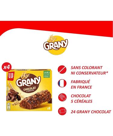 LU - La Bo te Grany - Assortiment de Barres C r ales pour Petit D jeuner ou Go ter - 8 Paquets soit 48 Barres - 4 x Grany Chocolat - 2 x Grany Pommes - 2 x Grany Brut Noisettes - Lot de 1 00kg Pommes Noisettes Chocolat Petit Format - Buy Online on GoSupps.com