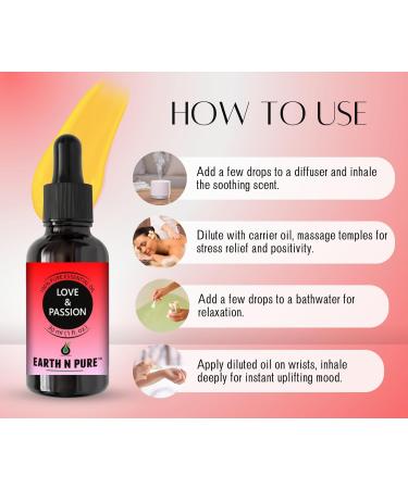 Earth N Pure Oil Blend for Love & Passion 30 ML Geranium Jasmine Sandalwood & Lavender 1.06 Fl Oz (Pack of 1) - Buy Online on GoSupps.com