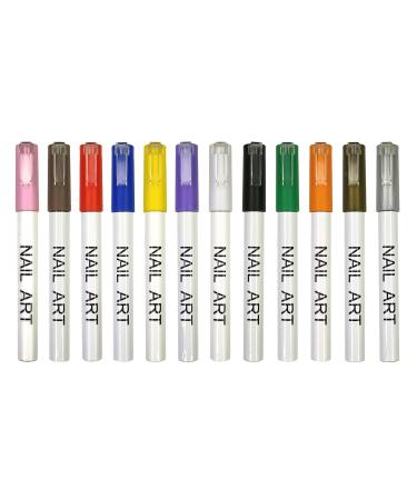 12Pcs Nail Art Pen Nail Art Painting Pen Colourful Nail Art Pen Nail Painting Pen Manicure Tool for DIY Nail Art Party Nail Art Pen
