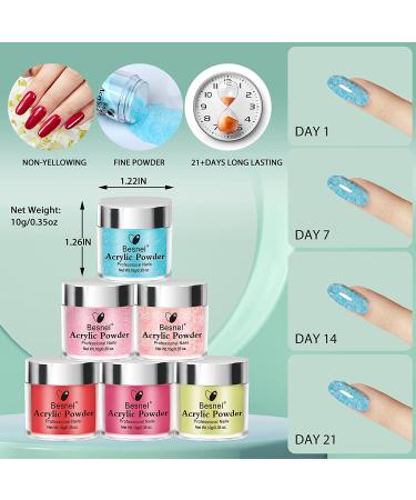 Besnel 20 Colors Acrylic Nail Powder Set - Professional Polymer for Nail Extension & Art - French Nails, No Lamp Needed - Buy Online on GoSupps.com