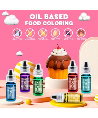 Fat-Soluble Food Coloring for Chocolate - 10 Pack Oil-Based Liquid Colors for Baking Fondant Cakes & Cookies | 6ml Each - Buy Online on GoSupps.com