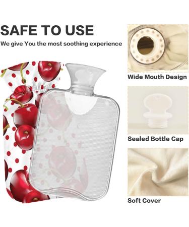 Naanle Polka Dots Cherry Hot Water Bottle | 1L Transparent Heat Bottle for Bed & Pain Relief | Warm & Cold Therapy - Buy Online on GoSupps.com