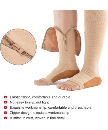 Keenso Compression Stockings for Men & Women | Zippered Midi Socks | Open Toe Firm Support for Varicose Veins - Buy Online on GoSupps.com