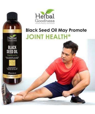 Black Seed Oil - Organic Cold Pressed Nigella Sativa Black Cumin Seed Oil with Thymoquinone Blackseed Liquid for Health Hair Growth & Skincare 8 fl. oz | Herbal Goodness - Buy Online on GoSupps.com