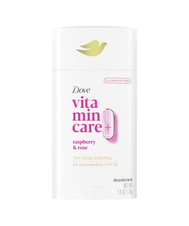 Dove VitaminCare+ Aluminum Free Deodorant Stick for 72H Odor Protection Raspberry & Rose Breathable Deodorant for Women 2.6 oz Raspberry + Rose 2.6 Ounce (Pack of 1)