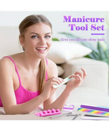 MELLIEX Nail File and Buffer Manicure Kit 12-Pack - Cuticle Trimmer, Nippers, Pusher, Brush, Toe Separator - Nail Care Set for Natural and Acrylic Nails (Multi-Colored) - Buy Online on GoSupps.com