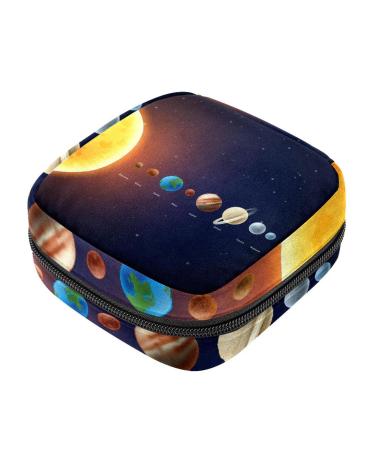 Solar system sanitary napkins storage bag menstruation pad bag pocket portable menstrual cup pocket with zipper for teenagers girls women women