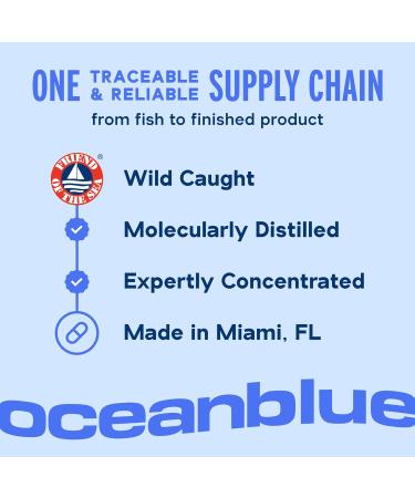 Oceanblue Professional Omega-3 2100mg Fish Oil Supplement Triple Strength High Potency EPA DHA & DPA Burpless Wild-Caught Natural Orange Flavor 60 Count (Pack of 1) - Buy Online on GoSupps.com
