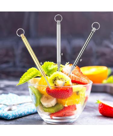 6 Pack Portable Titanium Toothpicks - Reusable Metal Toothpick with Stainless Steel Holder & Keychain - Travel-Friendly Telescopic Design in Black Silver Gold - Buy Online on GoSupps.com