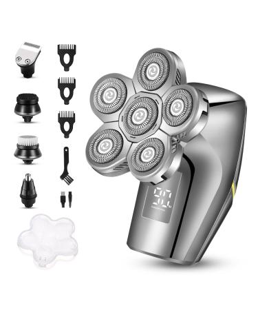 Electric Razor for Men- Roziapro 5 in 1 Bald Head Shavers for Men- USB Rechargeable Electric Shavers - Multifunctional Grooming Kit - Cordless Beard Trimmer Waterproof Wet &Dry(Gray)